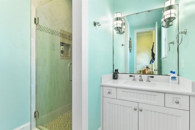 1745 Seaside Dr, Galveston, TX 77550 - bathroom with a stall shower and vanity