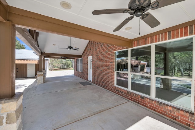 view of patio with ceiling fan