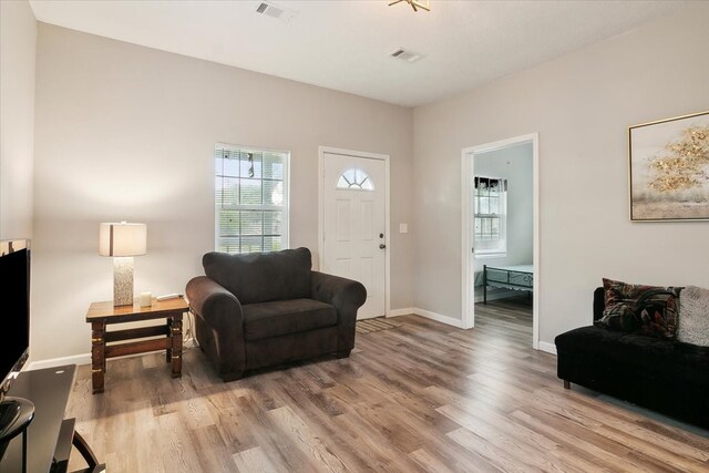 interior space with hardwood / wood-style floors