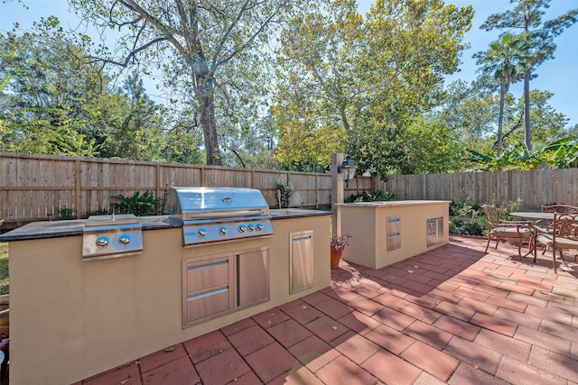 view of patio / terrace featuring area for grilling and exterior kitchen