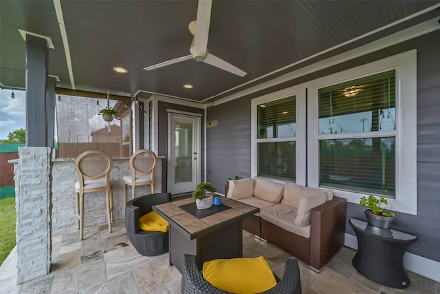 view of patio / terrace with outdoor lounge area and ceiling fan