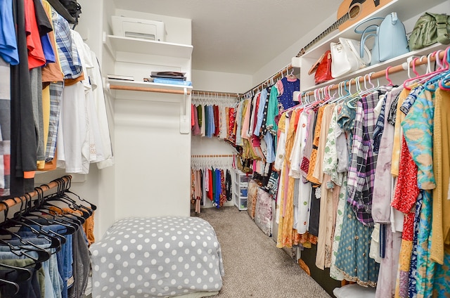 spacious closet with carpet floors