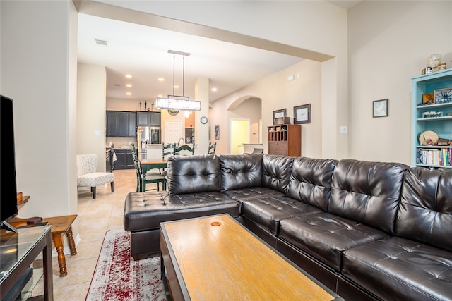 view of tiled living room