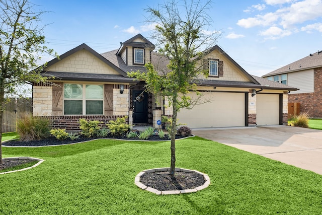 craftsman-style house featuring a front yard and a garage