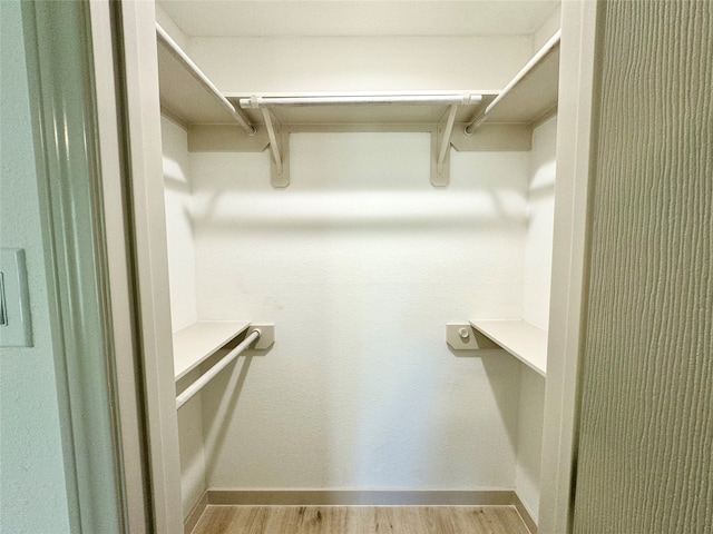 walk in closet with light wood-type flooring