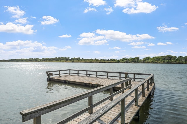 view of dock featuring a water view