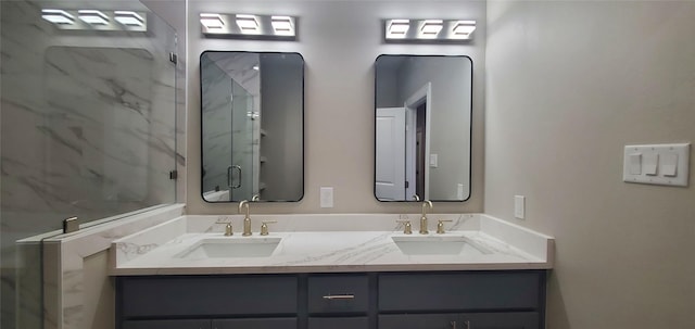 bathroom featuring vanity and walk in shower