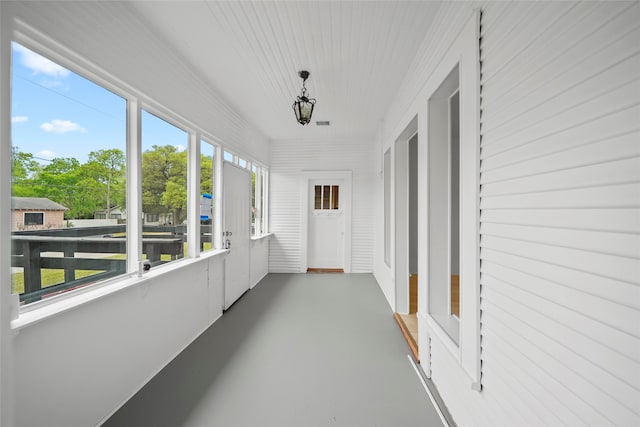 view of unfurnished sunroom