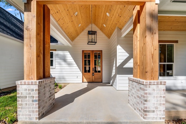 property entrance featuring french doors