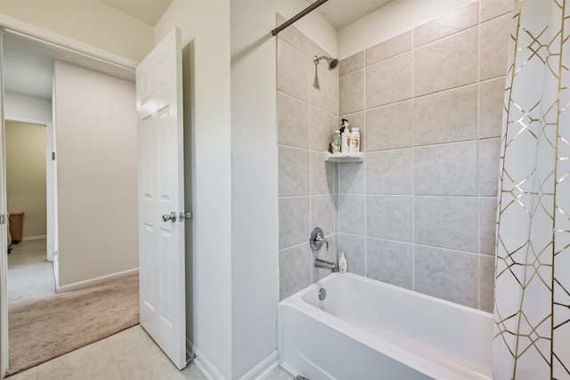 bathroom featuring tile patterned floors and shower / bath combo