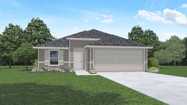 23643 Silver Concord Dr, Splendora, TX 77372 - view of front facade with a shingled roof, driveway, and a front lawn