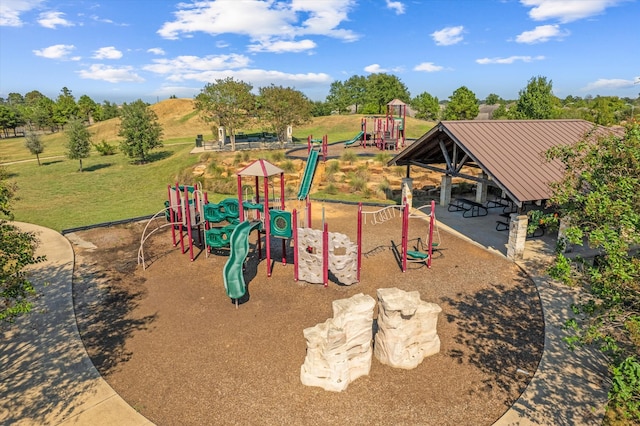 view of jungle gym featuring a gazebo