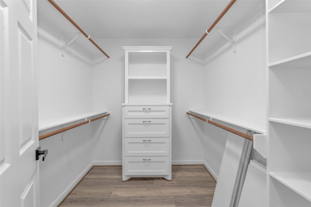 spacious closet with light hardwood / wood-style floors