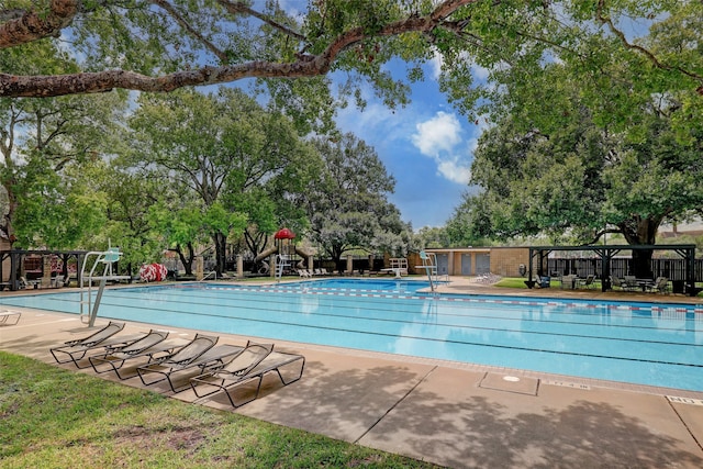 view of pool with a patio area