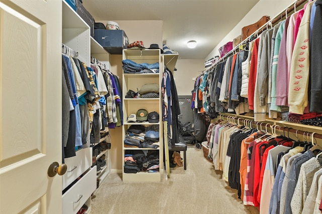 walk in closet featuring carpet