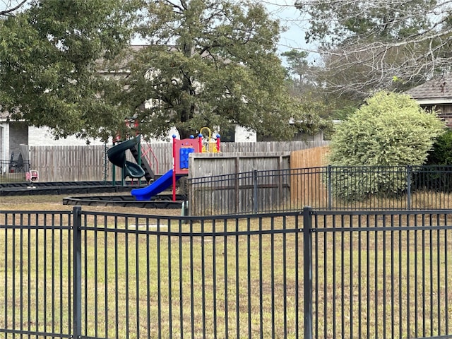 view of yard with a playground