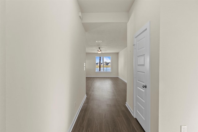 corridor featuring dark hardwood / wood-style floors