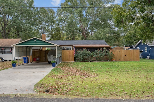 ranch-style house featuring a front lawn