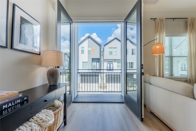 doorway featuring light hardwood / wood-style flooring