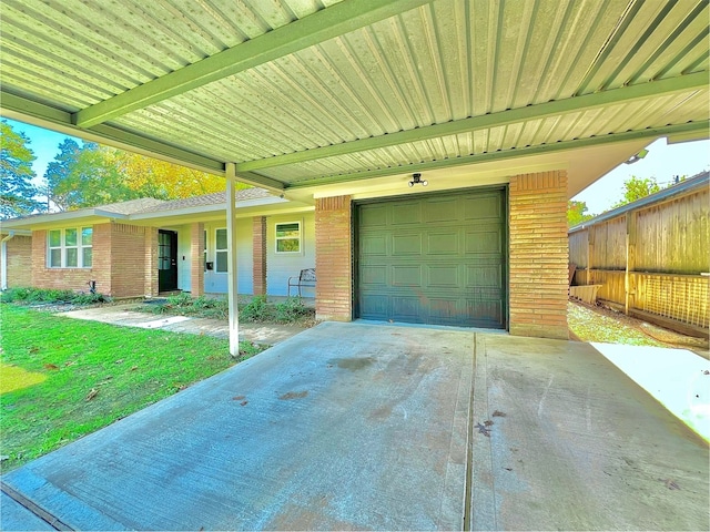 exterior space featuring a garage