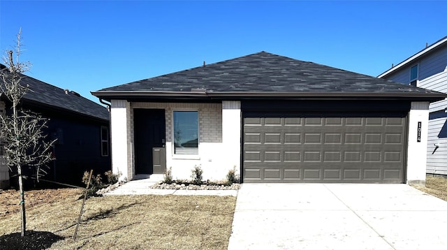 single story home with a garage