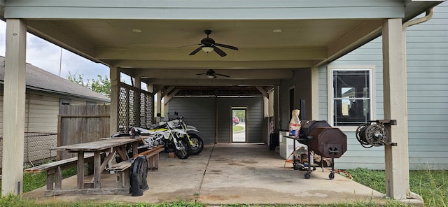 view of patio with ceiling fan