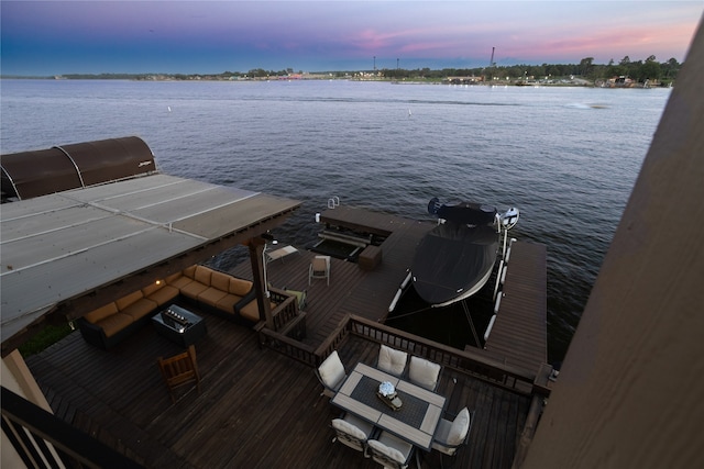 dock area featuring a water view