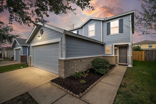 view of front of house with a garage