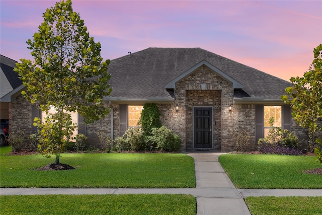 view of front of house with a yard