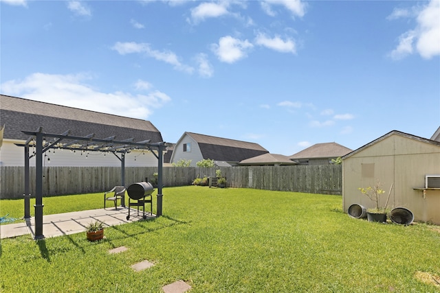 view of yard featuring a pergola and a patio