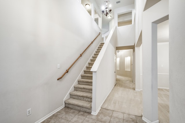 stairs with carpet floors