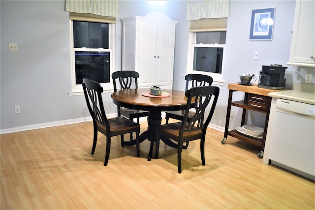 dining area with light hardwood / wood-style flooring