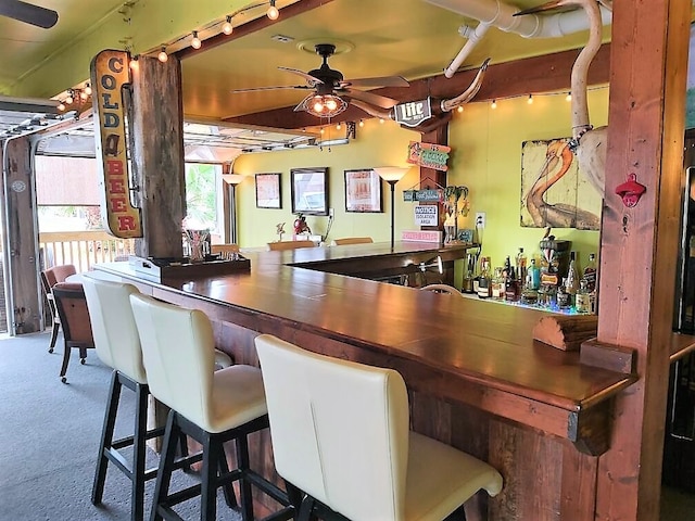 bar featuring ceiling fan