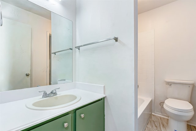 full bathroom featuring  shower combination, vanity, and toilet