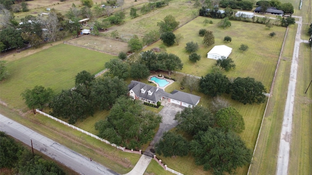 bird's eye view with a rural view