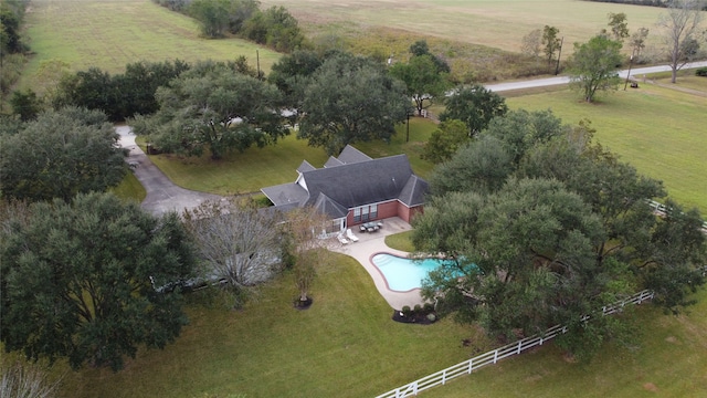 aerial view with a rural view