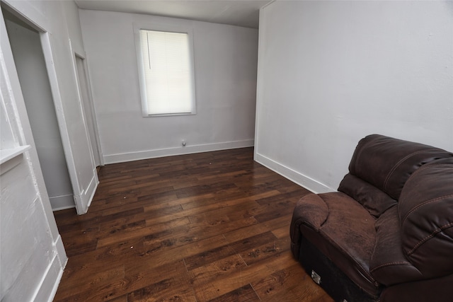 living area featuring dark wood-type flooring