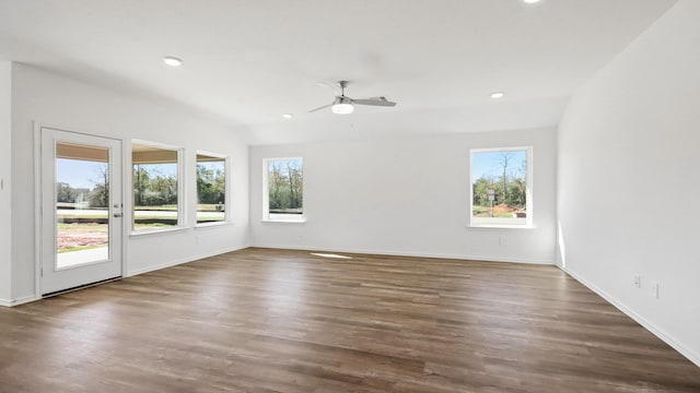 spare room featuring dark hardwood / wood-style floors and a wealth of natural light