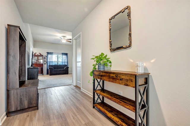 hall featuring light hardwood / wood-style floors