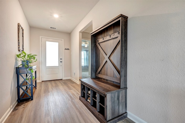 mudroom featuring hardwood / wood-style floors