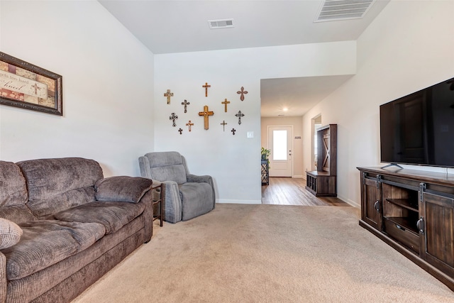 living room featuring light wood-type flooring