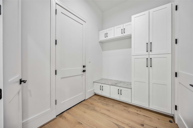 mudroom with light wood-type flooring