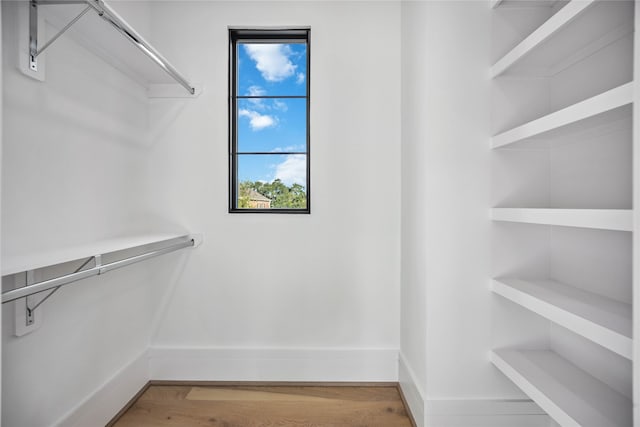 walk in closet featuring hardwood / wood-style flooring