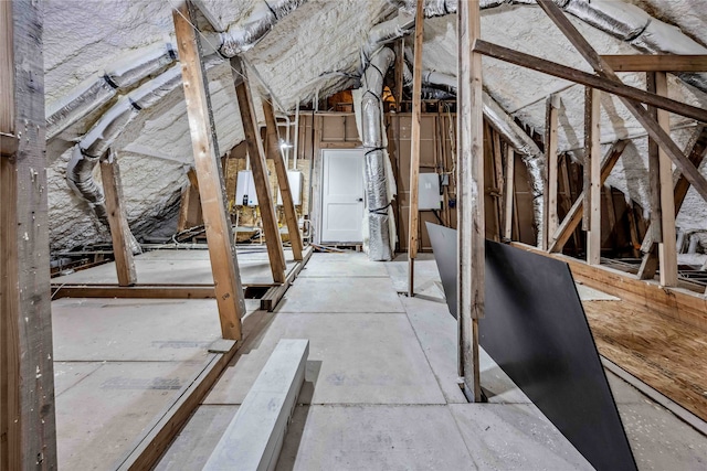 view of unfinished attic