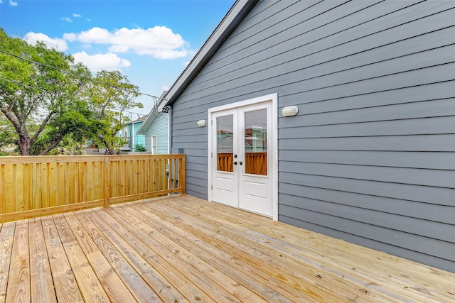 wooden deck with french doors