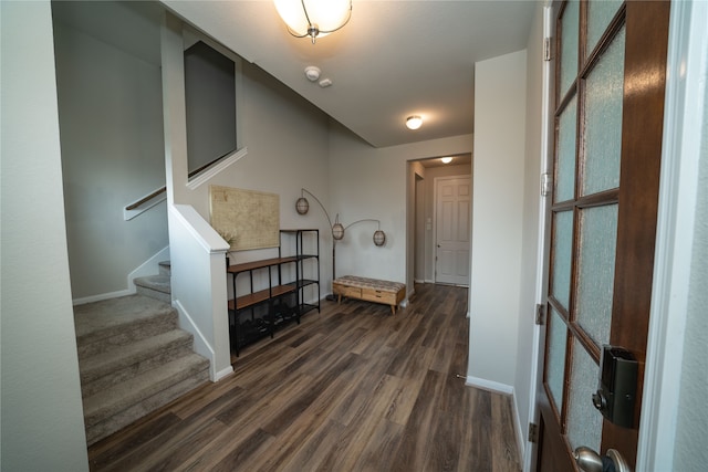 foyer entrance featuring dark hardwood / wood-style flooring