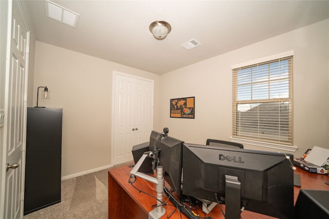 office space featuring light colored carpet