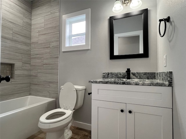 full bathroom with vanity, toilet, and tub / shower combination