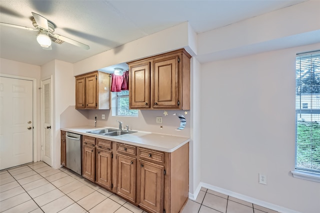 kitchen featuring stainless steel dishwasher, plenty of natural light, and sink