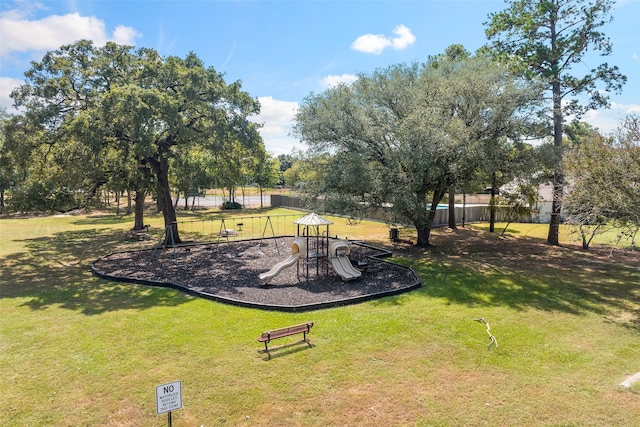 view of yard with a playground